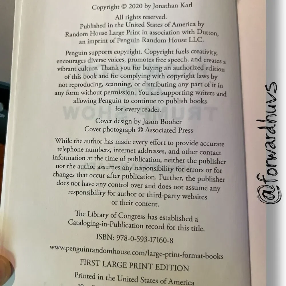 Front Row at the Trump Show by Jonathan Karl – Large Print Paperback Edition, 20